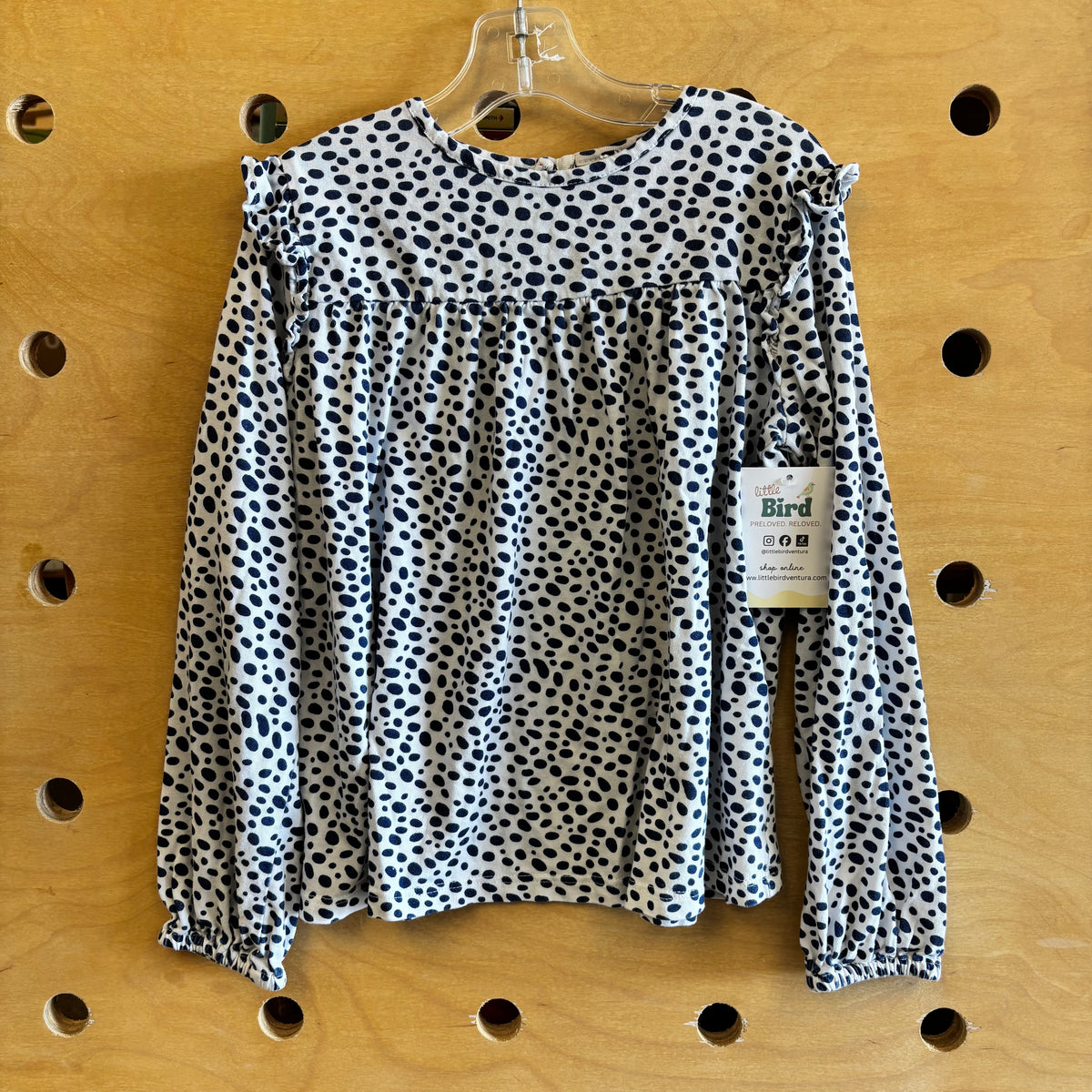 White/Blue Spotted LS