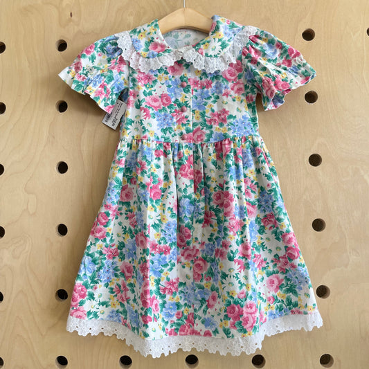 Sarah Too Floral Lacey Trim Dress