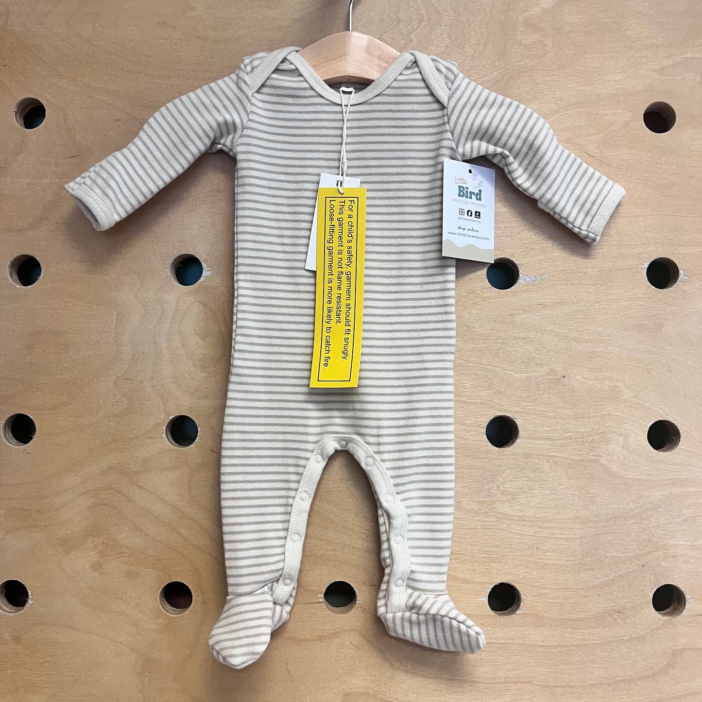 Grey/Beige Organic Striped Footies NEW!