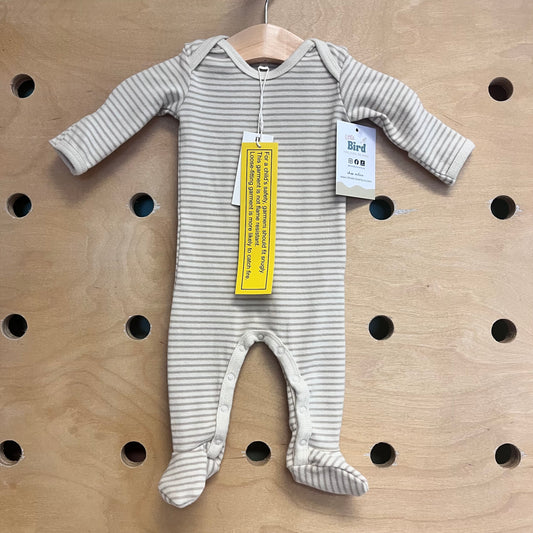 Grey/Beige Organic Striped Footies NEW!