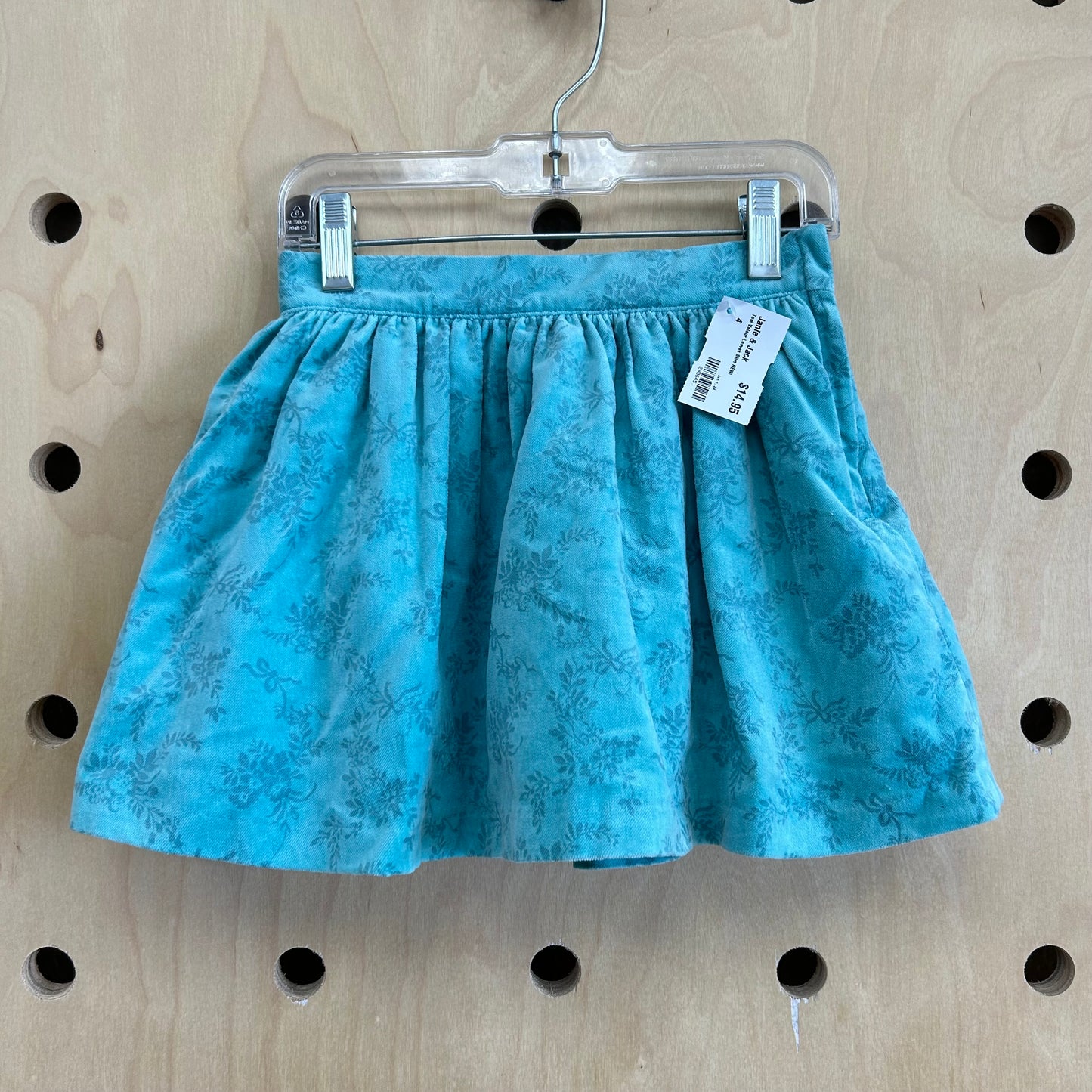 Teal Velour Leaves Skirt NEW!