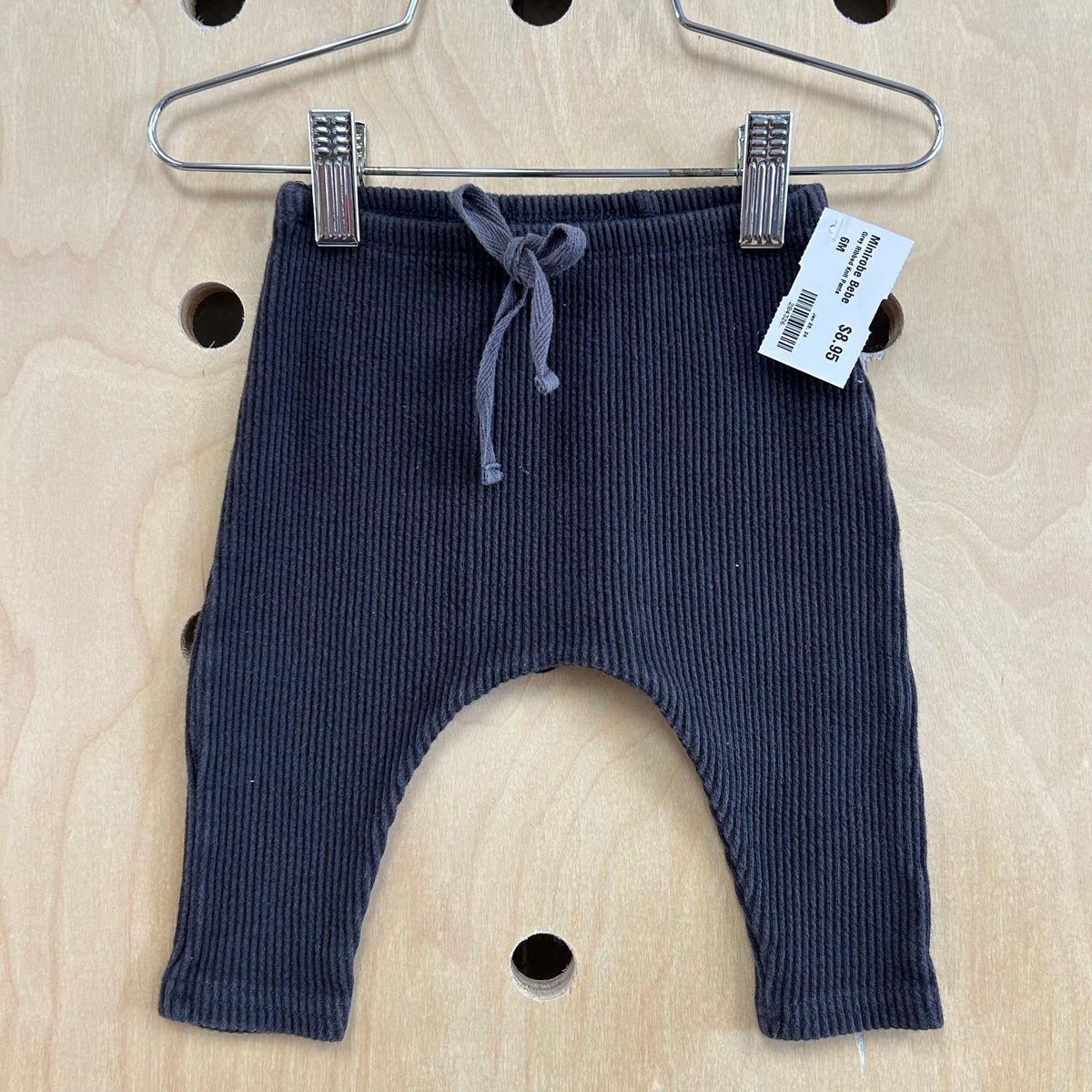 Grey Ribbed Knit Pants