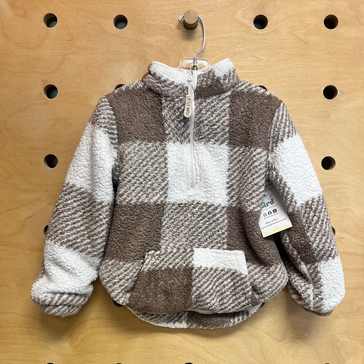 Taupe/White Checkered Sherpa 1/4 Zip