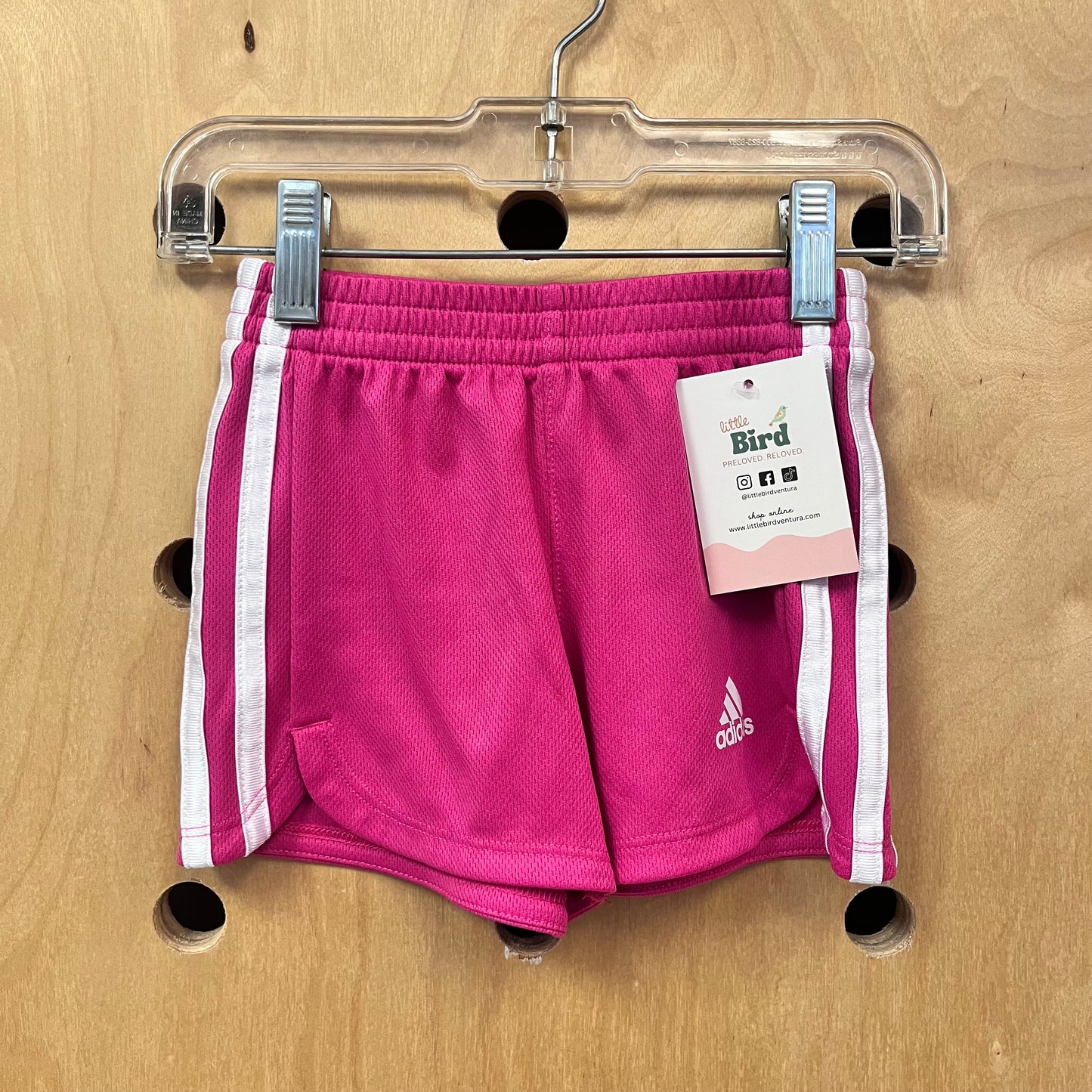 Pink + White Mesh Active Shorts