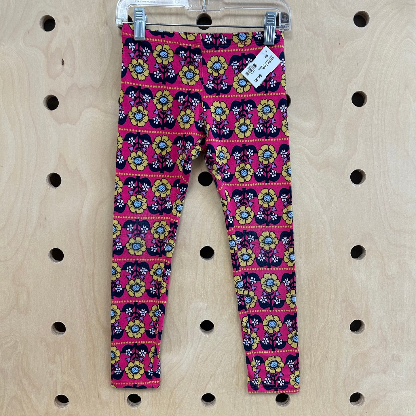 Pink+Yellow Floral Leggings