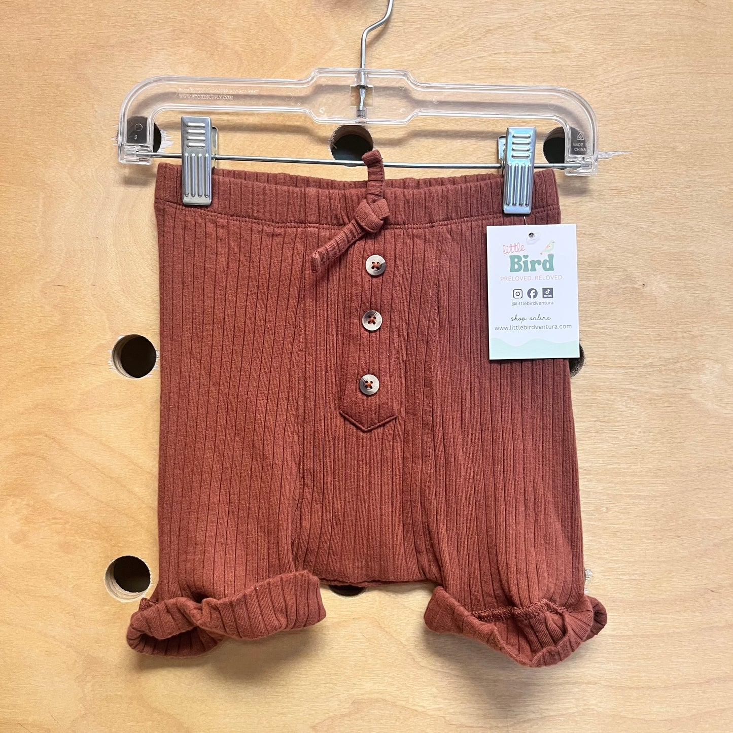 Brown Ribbed Organic Shorts
