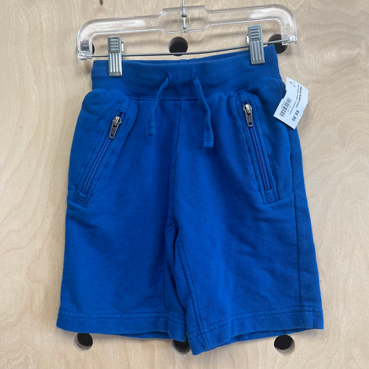 Blue Zippered Pockets Drawstring Shorts