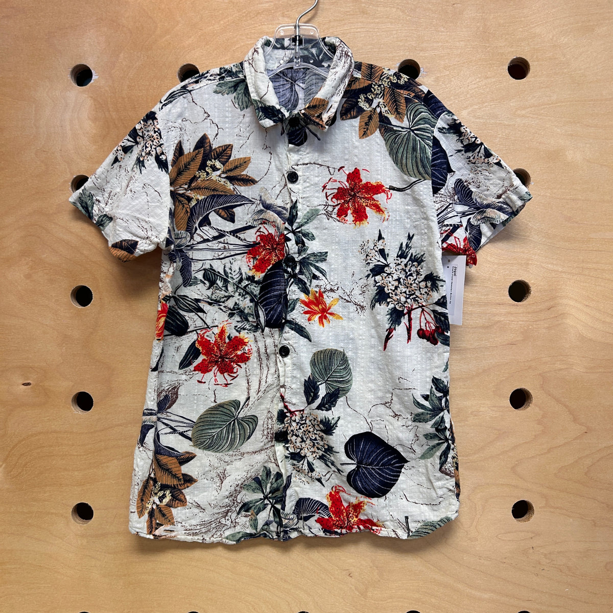 Cream Floral Hawaiian Button Up