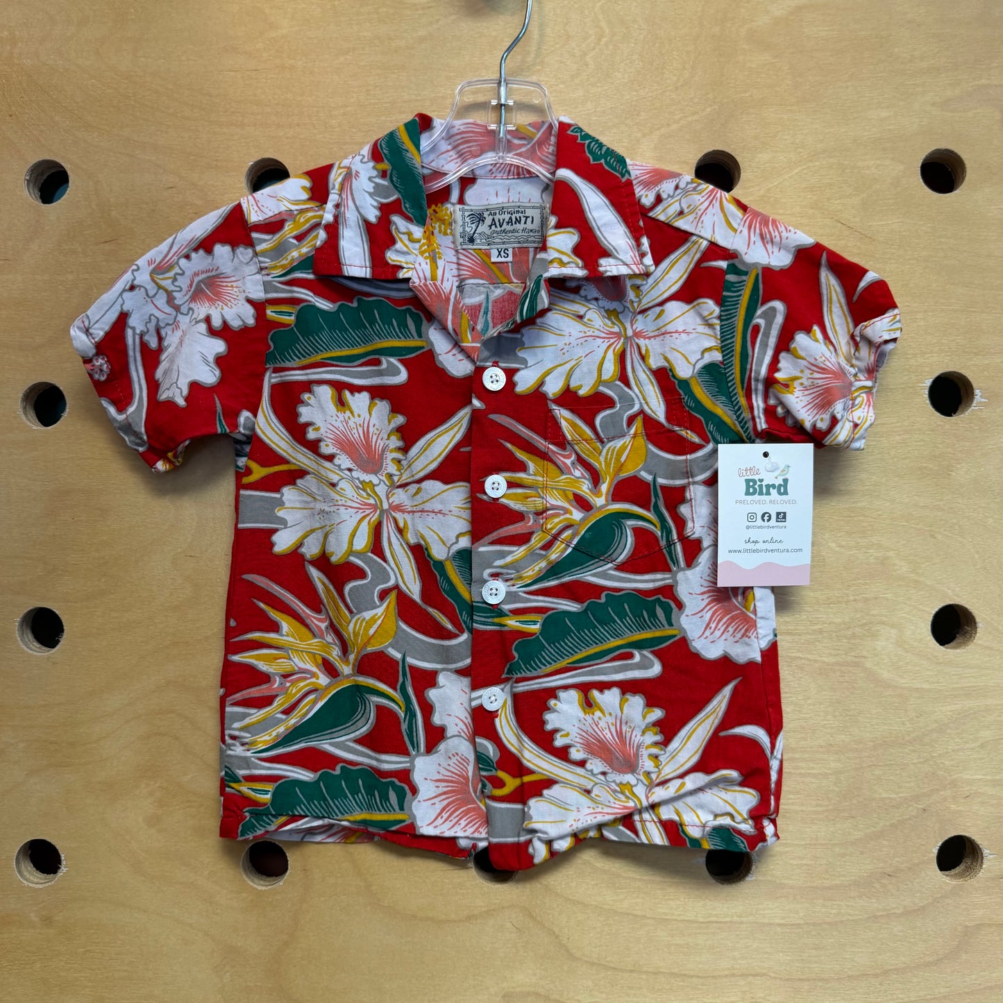 Red Hawaiian Button Up Shirt