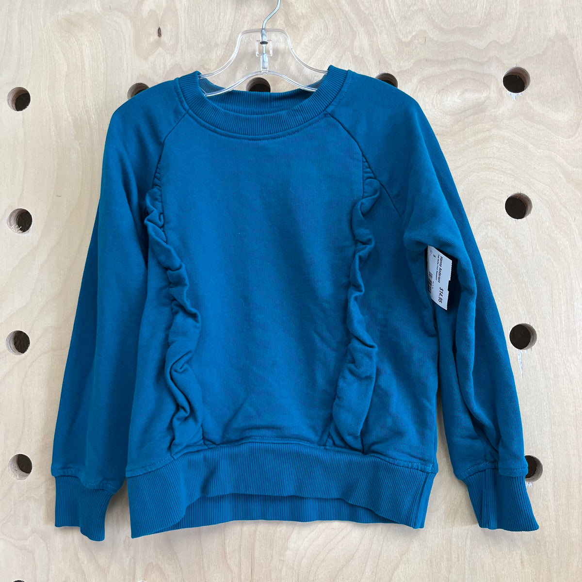Teal Ruffle Front Sweatshirt