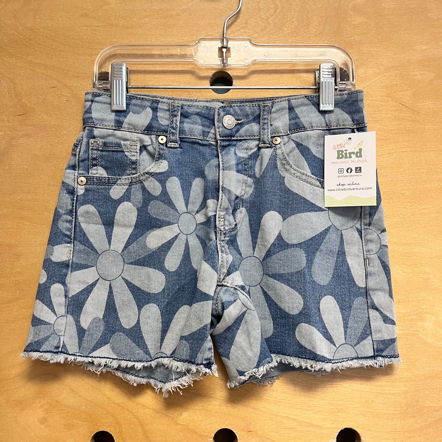 Bleached Floral Denim Shorts