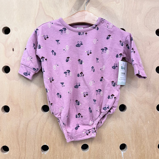 Purple Mushrooms Cotton Bodysuit