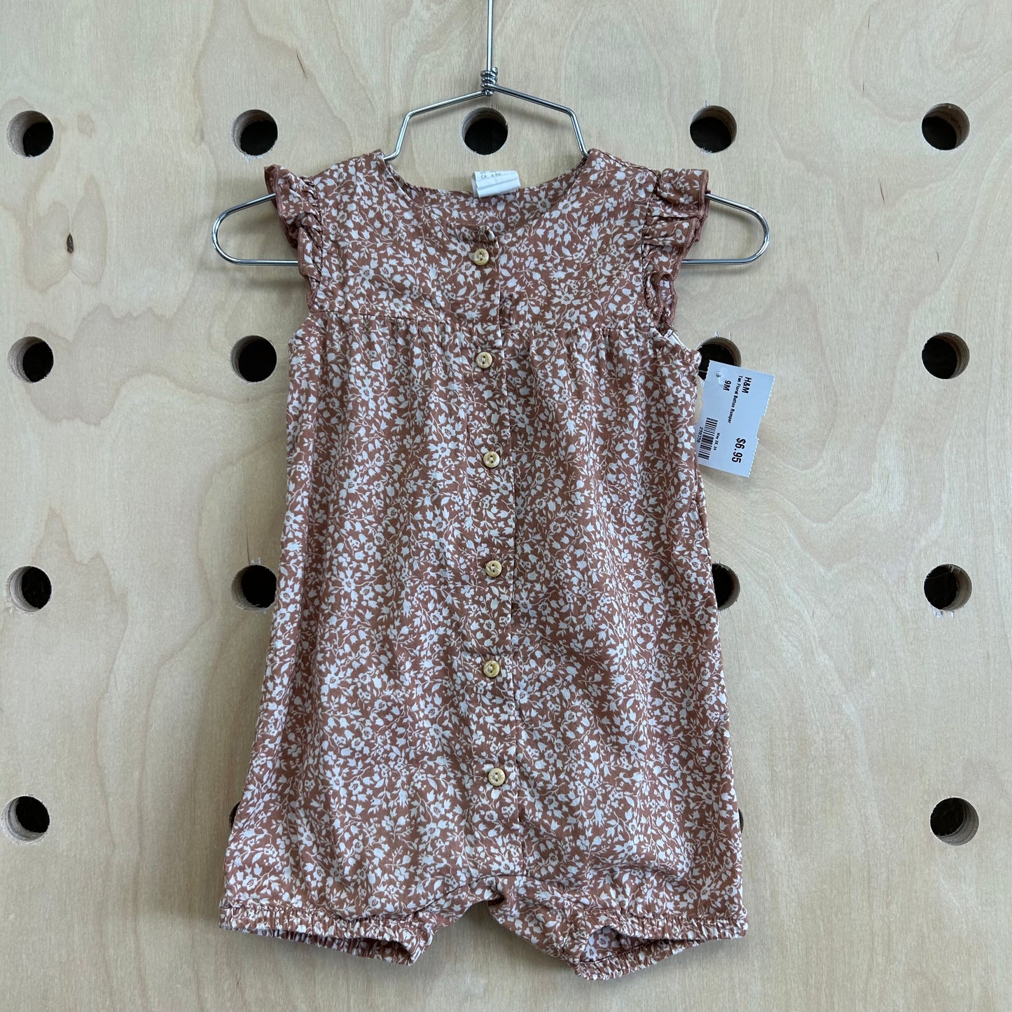 Tan Floral Button Romper