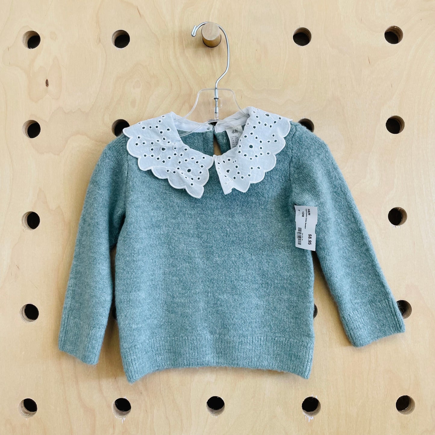 Teal Eyelet Collar Sweater