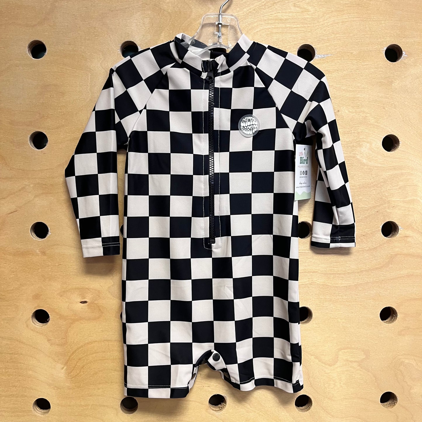 Black Checkered Swim Rash Guard NEW!