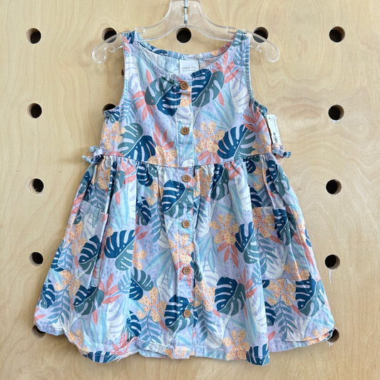 Blue Tropical Floral Dress