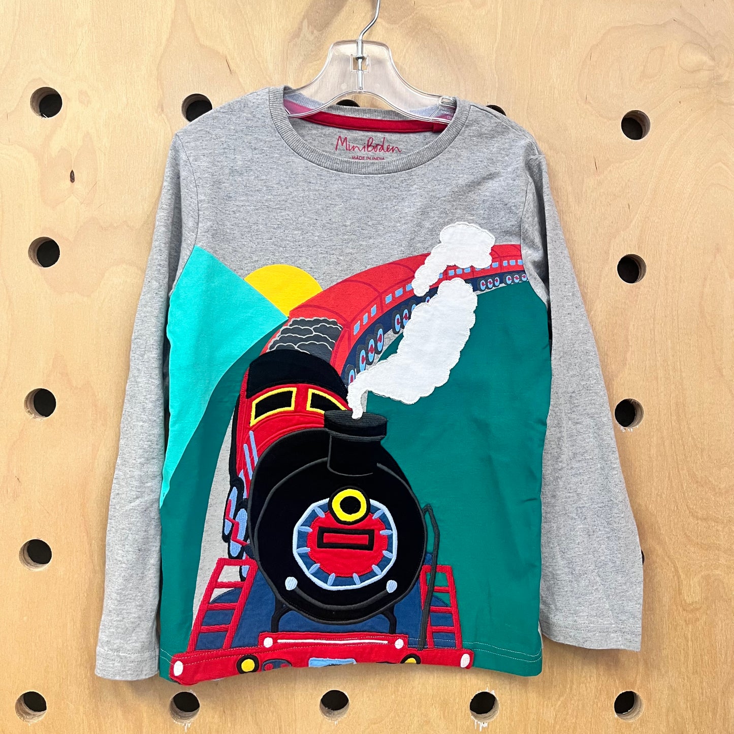 Grey/Green Cotton Train & Sun LS