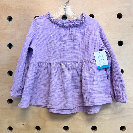 Lavender/Gold Dotted Gauze LS