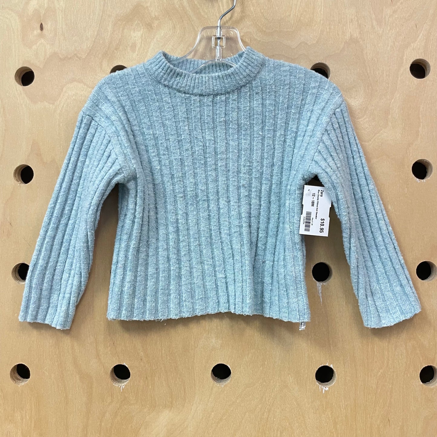 Blue Chunky Ribbed Knit Sweater