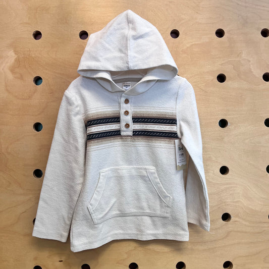 White/Brown Striped Hooded Henley