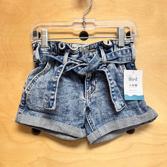 Belted Denim Cuffed Shorts