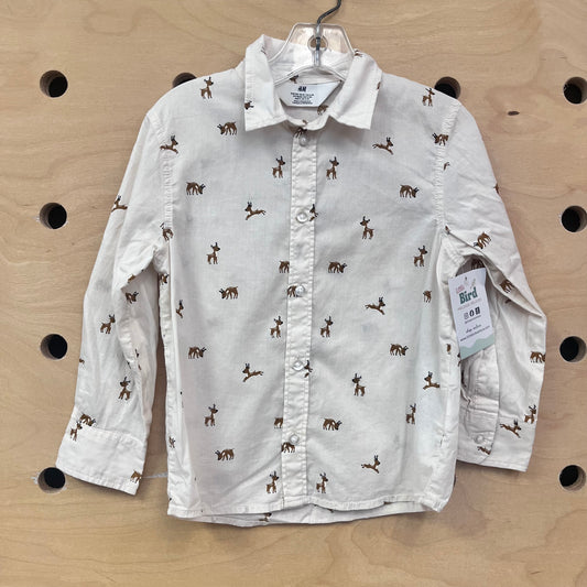 Cream Reindeer Button Up Shirt