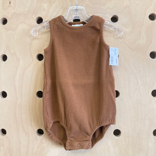 Brown Ribbed Romper