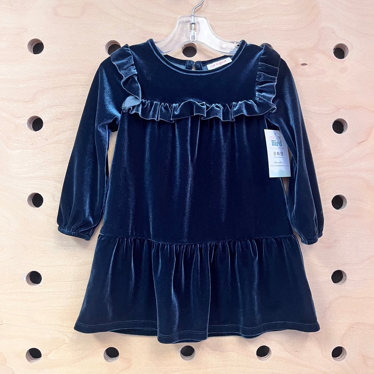 Deep Green Velour LS Dress
