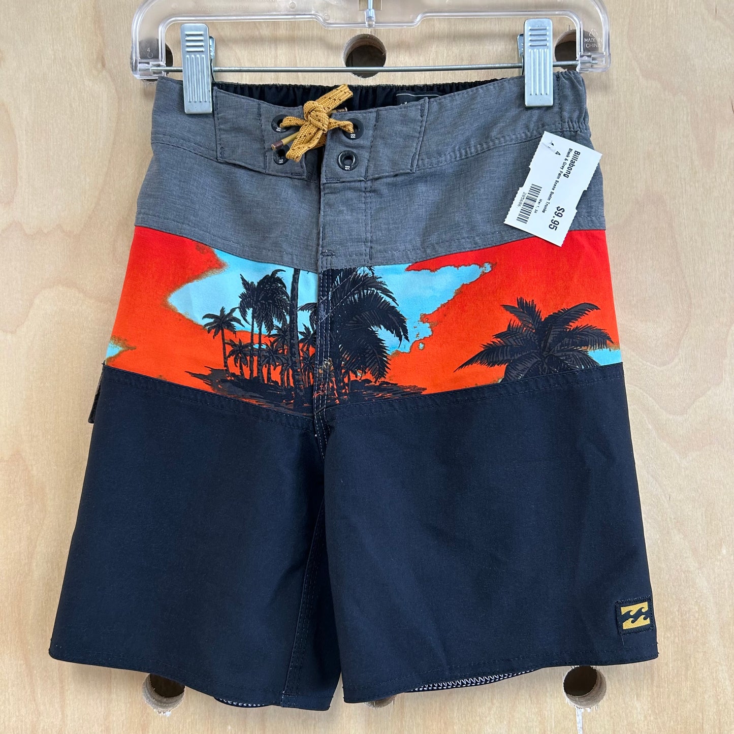 Black & Grey Palm Scene Swim Trunks