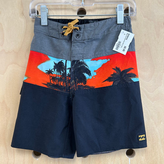 Black & Grey Palm Scene Swim Trunks