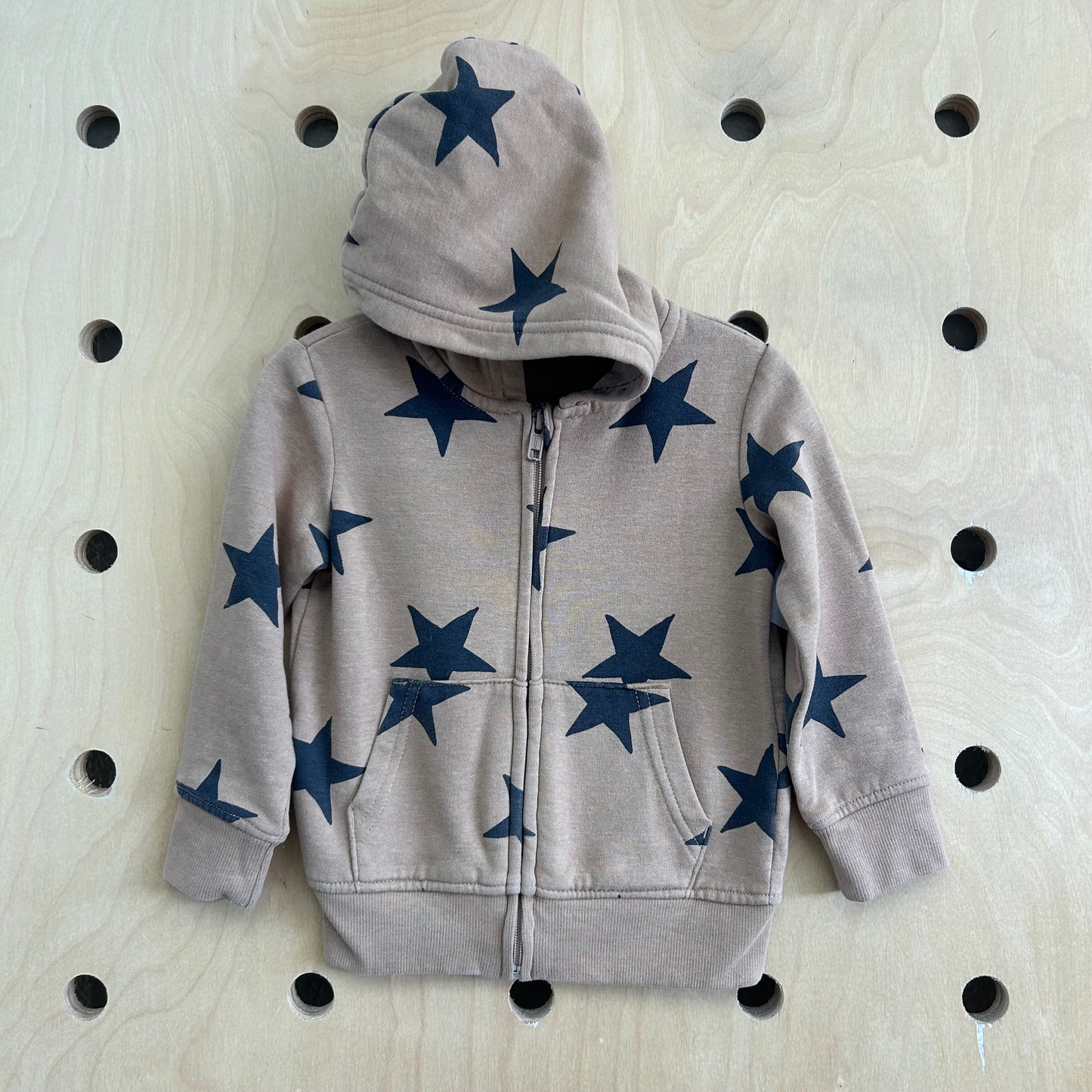 Tan + Black Stars Zip Hoodie