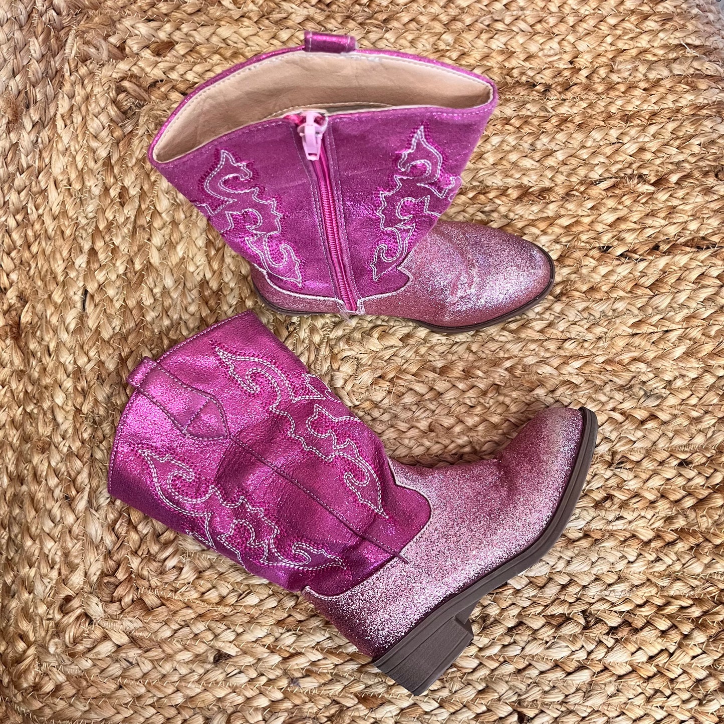 Glittery Pink Cowgirl Boots