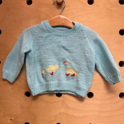 Blue Knit Ducks Sweater