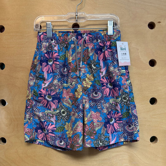 Blue/Pink Floral Eyeball Swim Trunks