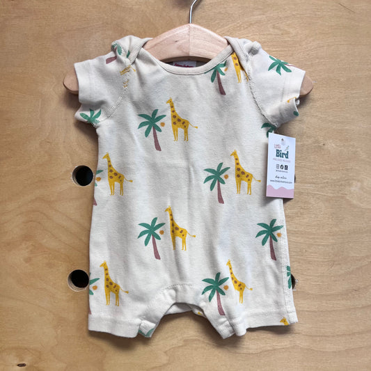 Organic White Giraffe/Palm Romper