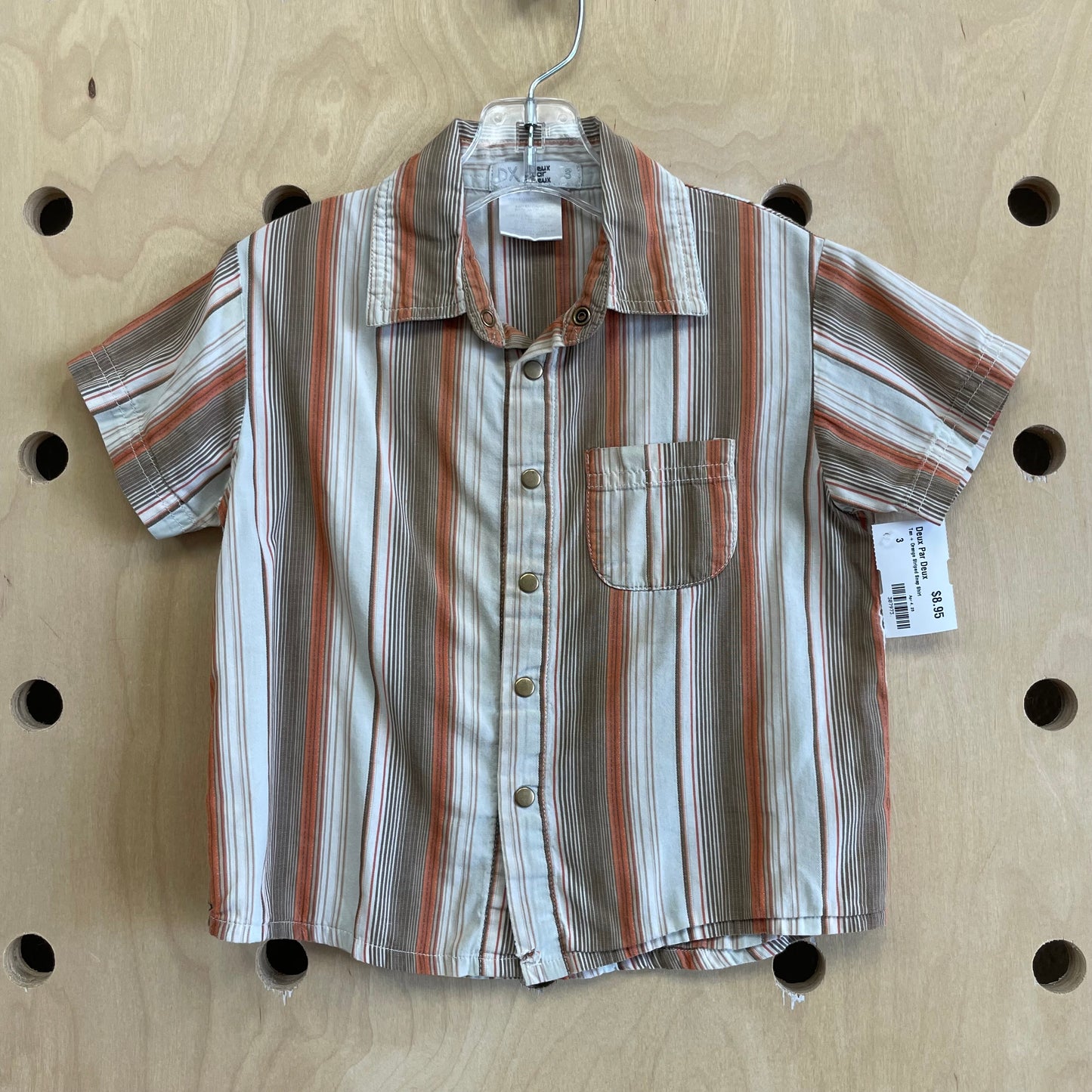 Tan + Orange Striped Snap Shirt