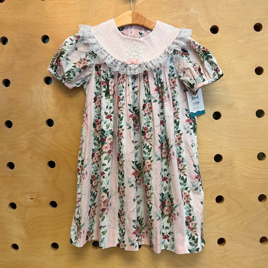 Carters Pink Lace Collar Floral Dress