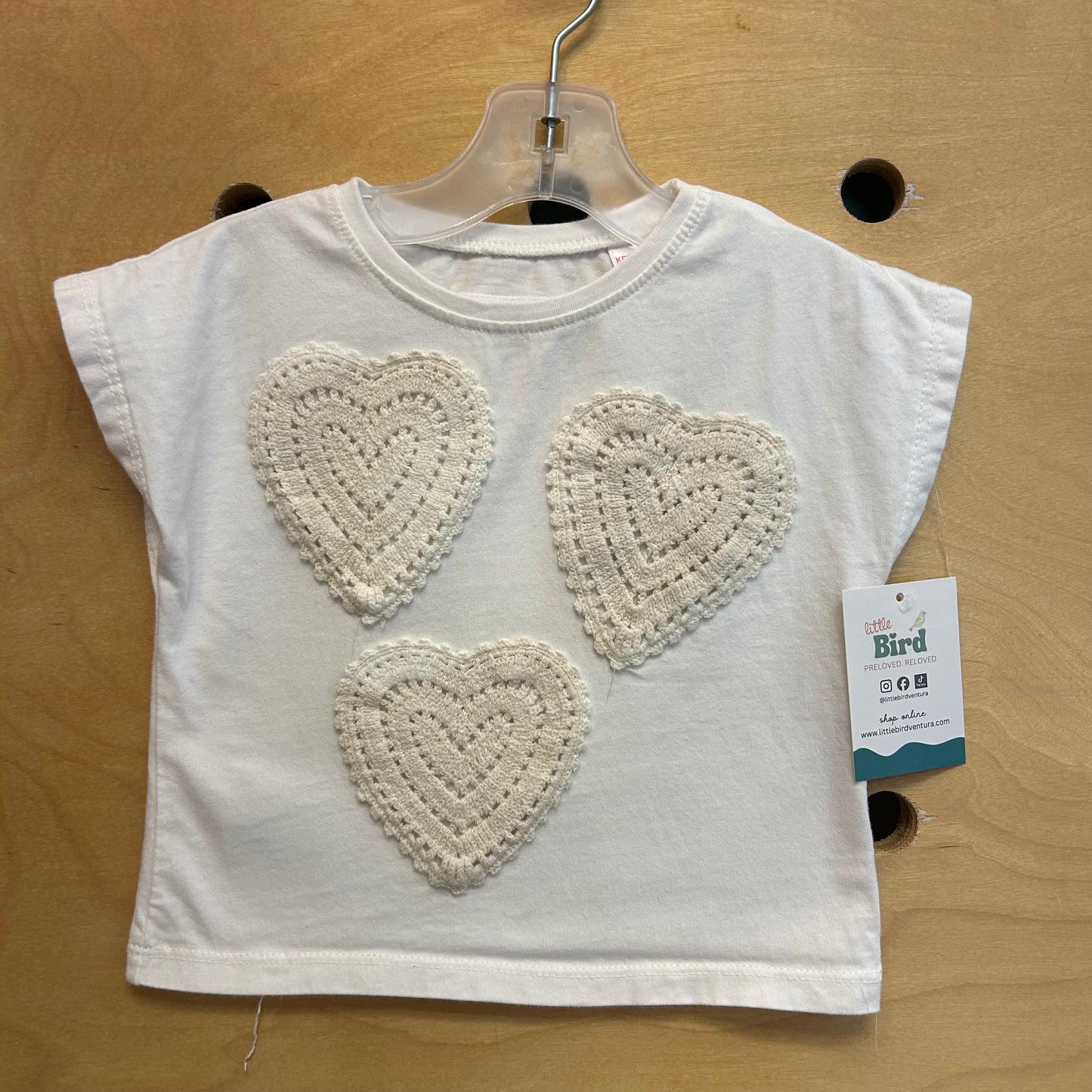 White Crotchet Heart Tee