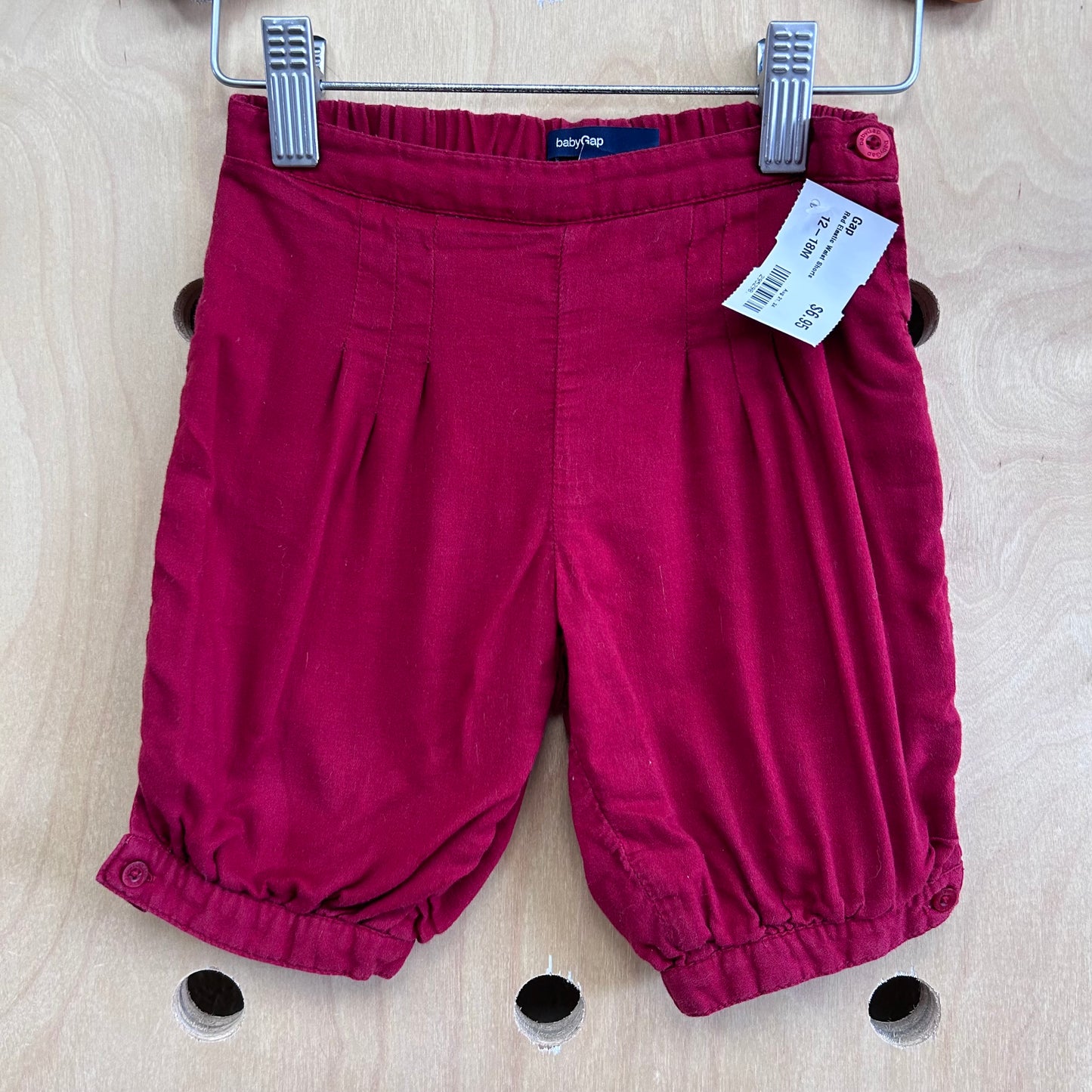 Red Elastic Waist Shorts