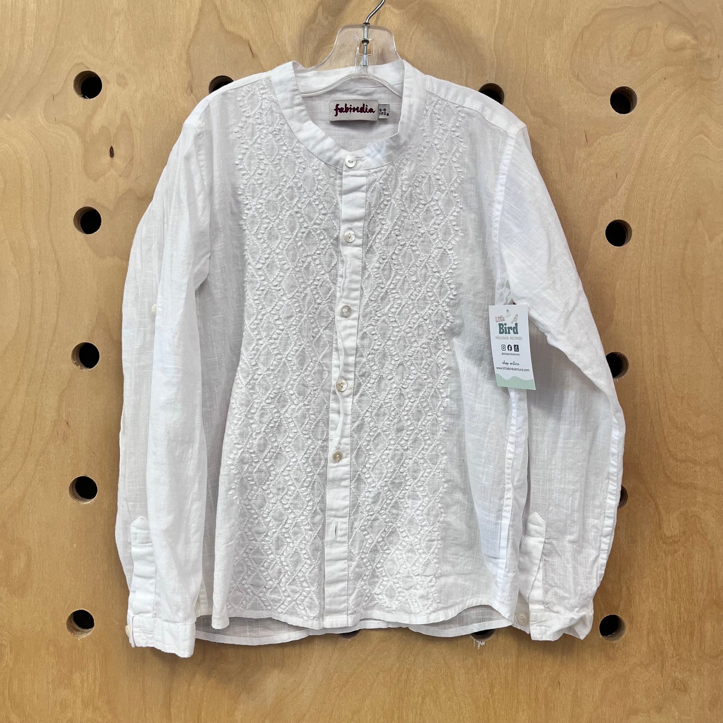 White Textured Diamond BUtton Up