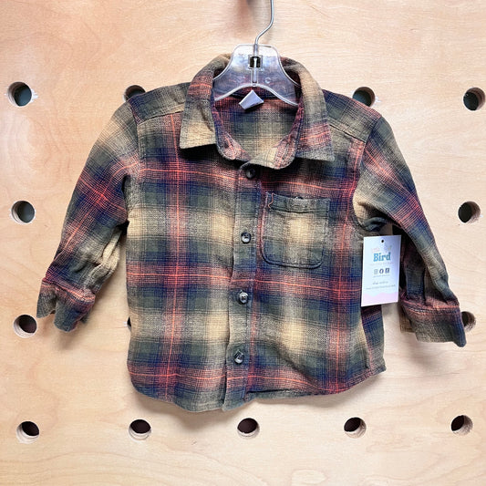 Green/Orange Plaid Button Up