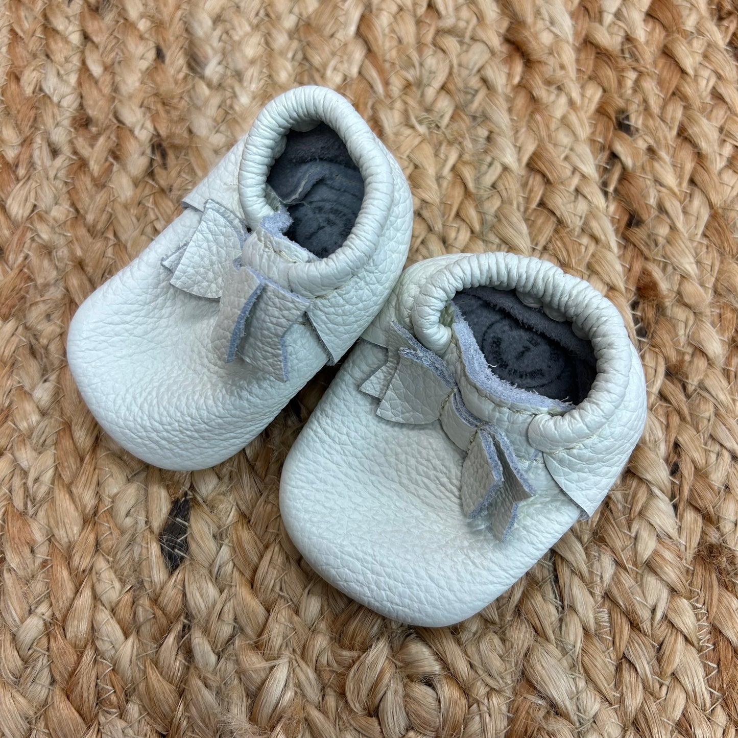 White Bow Leather Moccasins