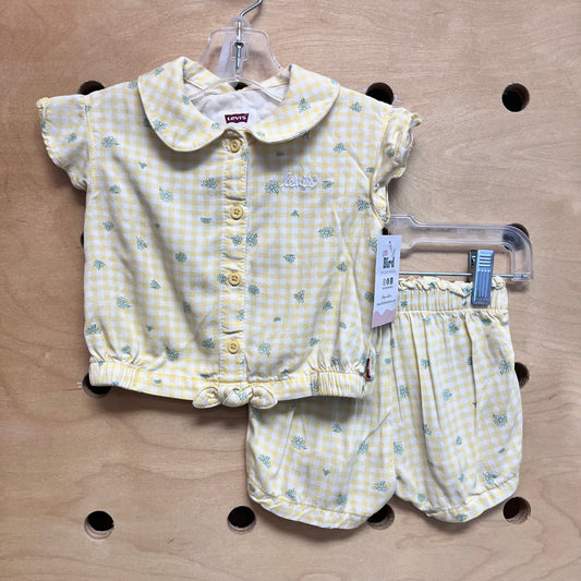 Yellow Gingham Floral Outfit