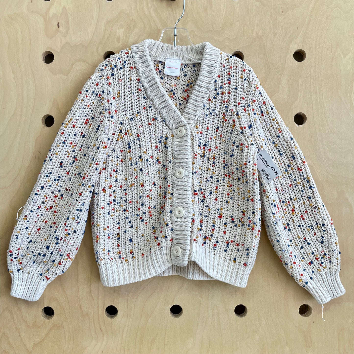 Cream Colorful Knit Cardigan