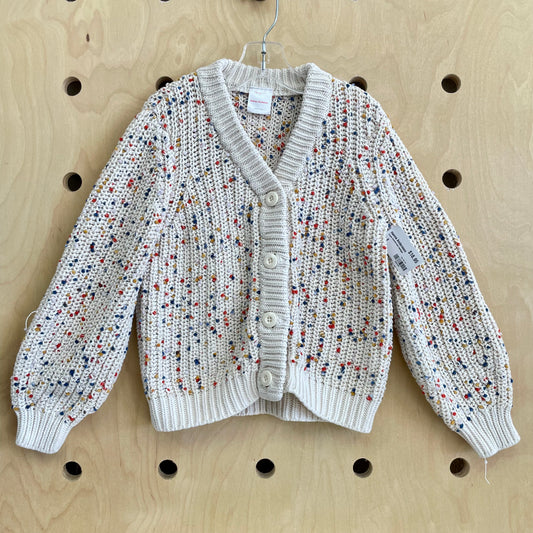 Cream Colorful Knit Cardigan