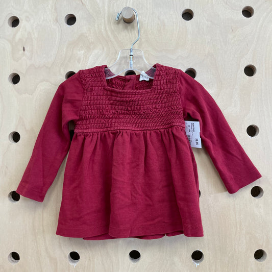 Red Smocked Organic Top
