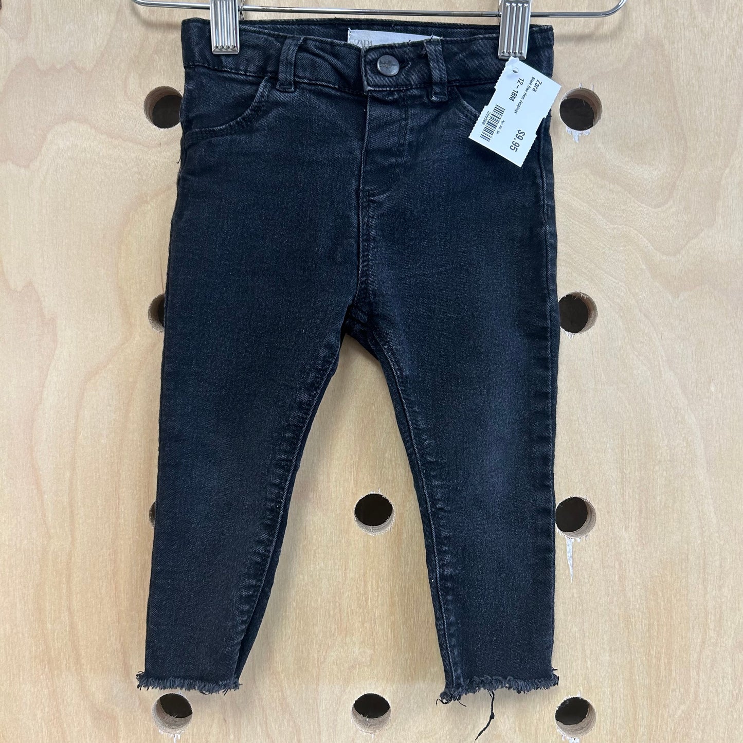Black Raw Hem Jeggings