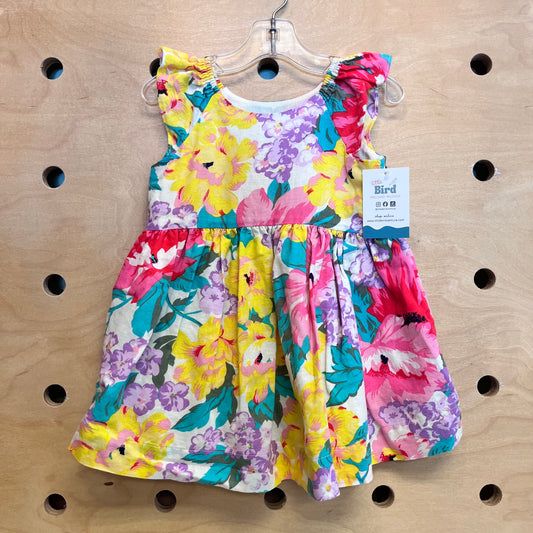 White/Colorful Floral Tank Dress