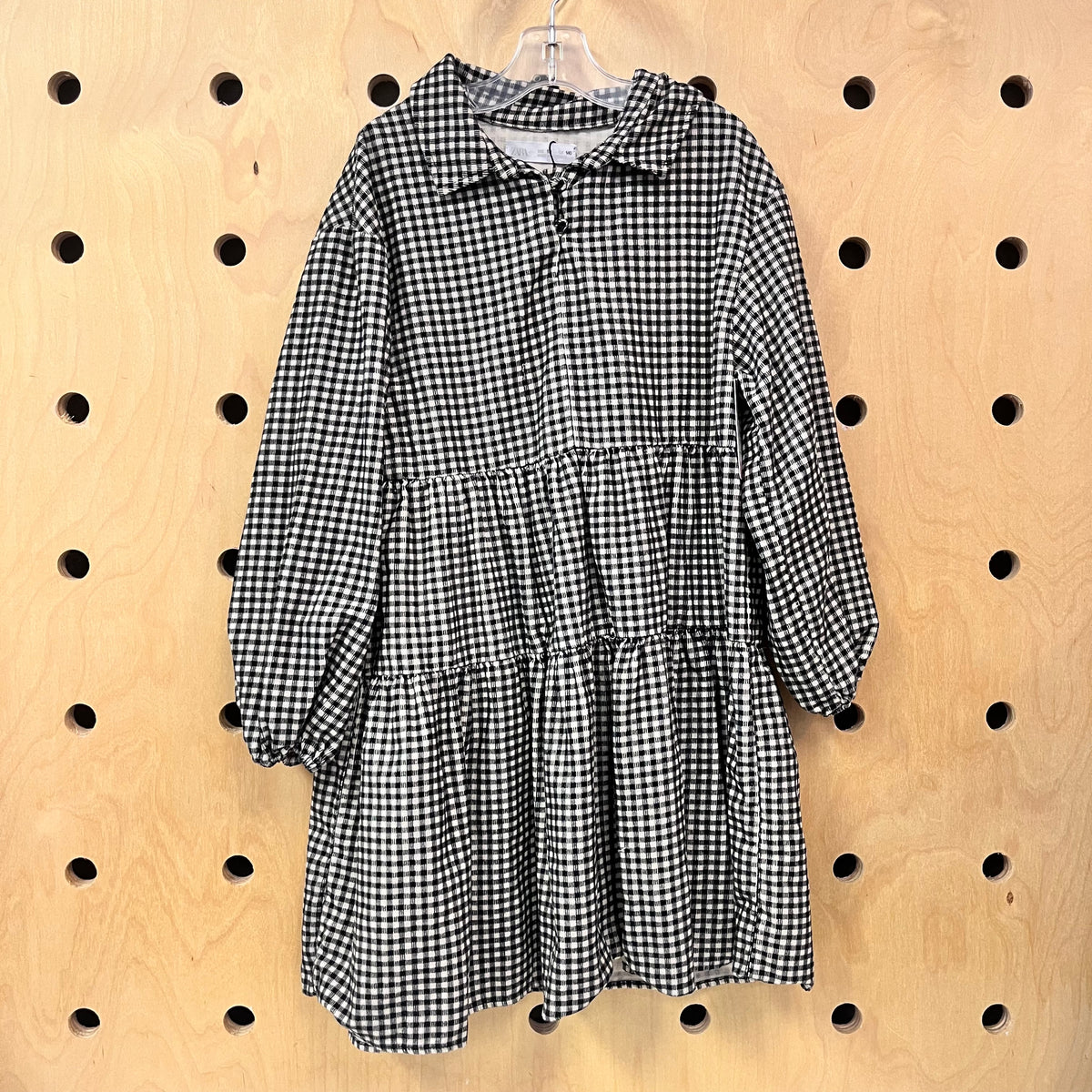 Black + Cream Gingham Cord Dress
