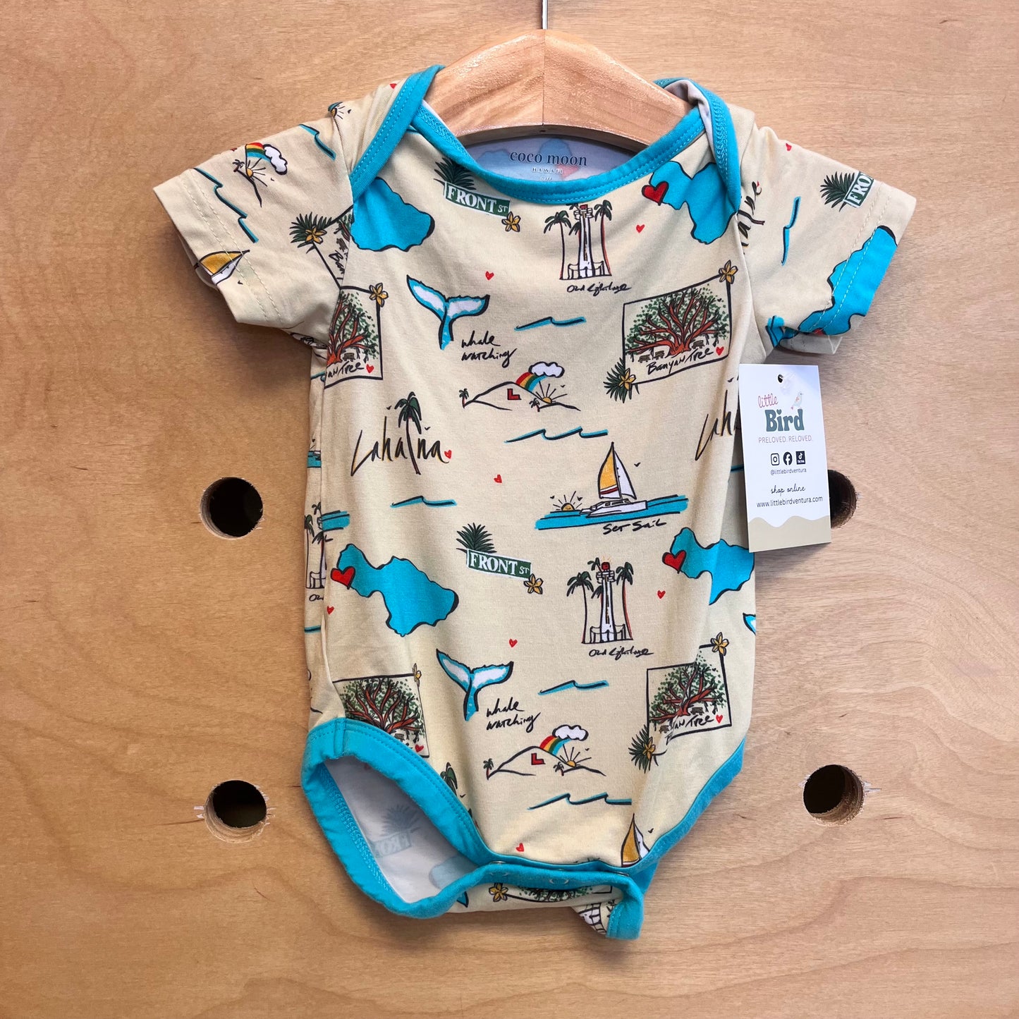 Yellow/Teal Lahaina Bamboo Bodysuit